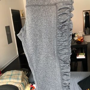 Grey Ruffle Crop Leggings